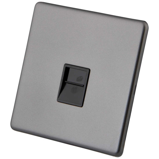M2 Decorative Screwless 1 Gang Secondary Telephone Black Insert Gunmetal