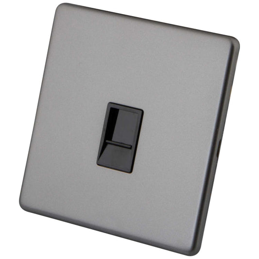 M2 Decorative Screwless 1 Gang RJ11 Telephone Outlet Black Insert Gunmetal