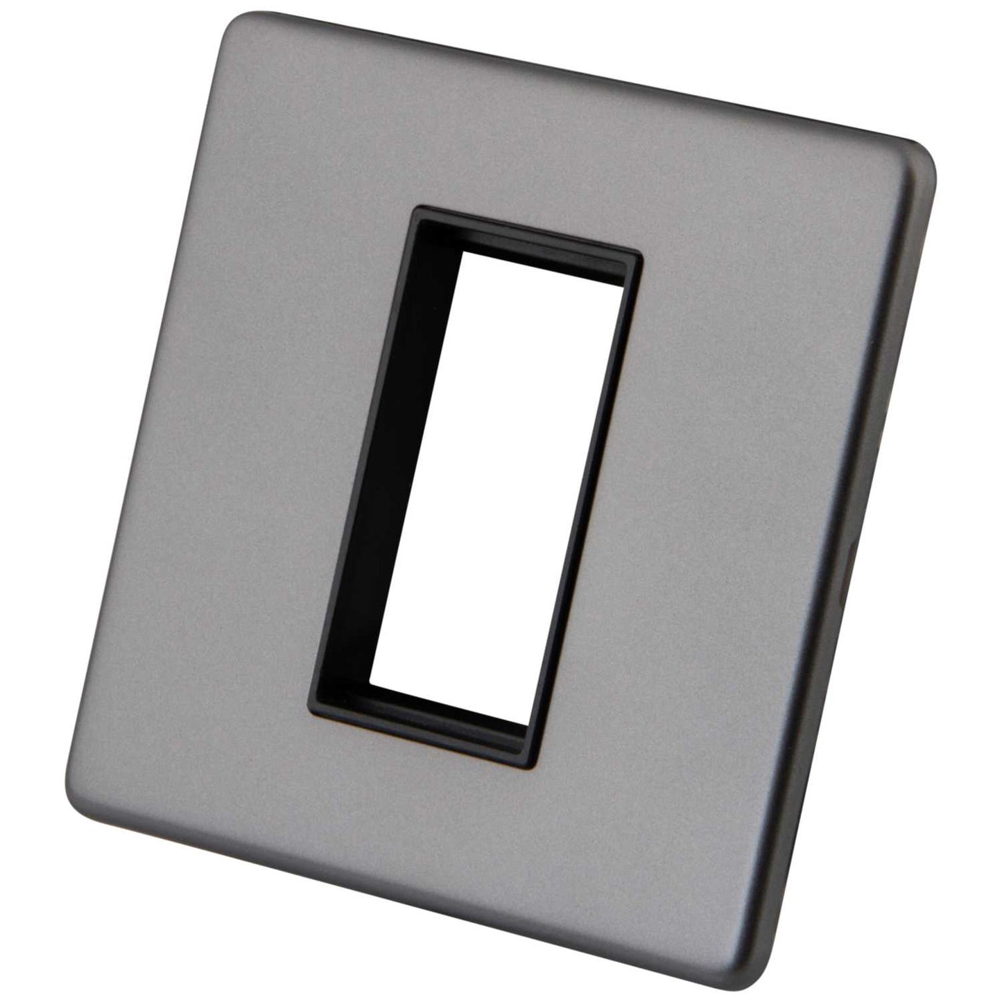 M2 Decorative Screwless 1 Gang 1 Module Media Plate Black Insert Gunmetal