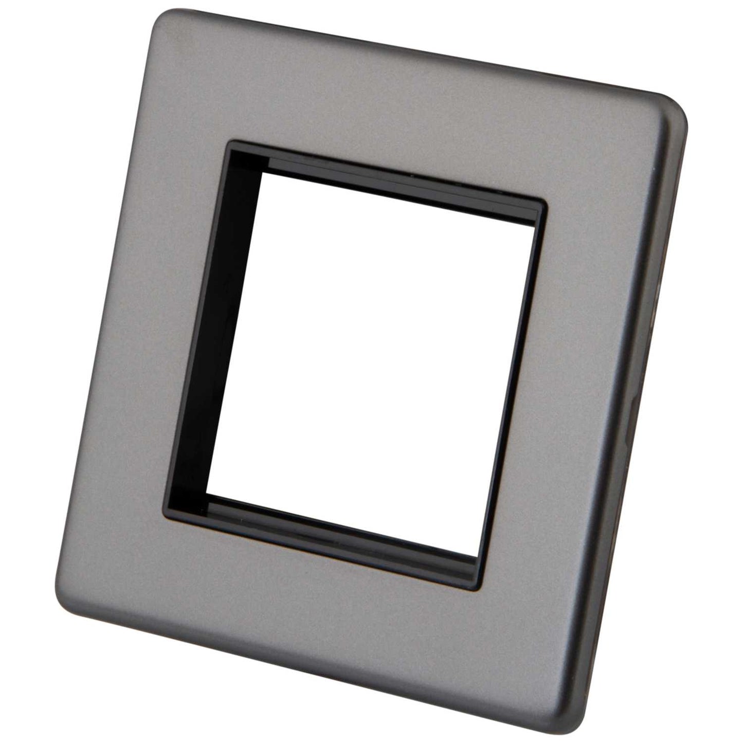 M2 Decorative Screwless 1 Gang 2 Module Media Plate Black Insert Gunmetal