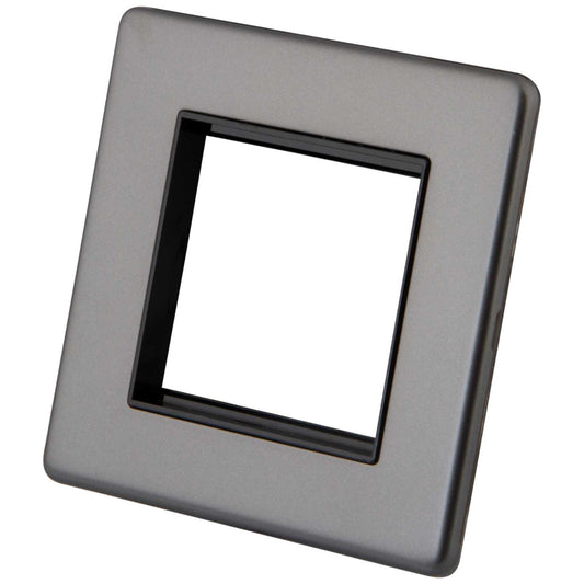 M2 Decorative Screwless 1 Gang 2 Module Media Plate Black Insert Gunmetal
