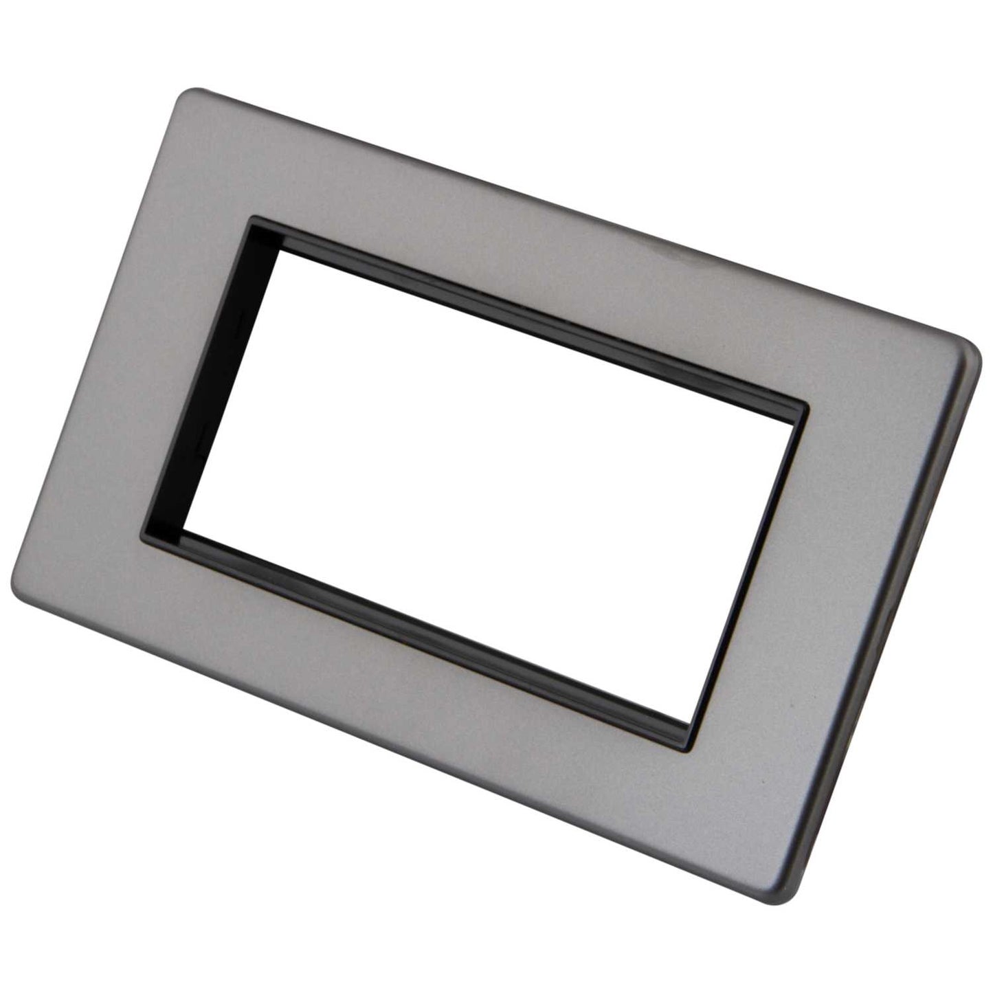 M2 Decorative Screwless 2 Gang 4 Module Media Plate Black Insert Gunmetal