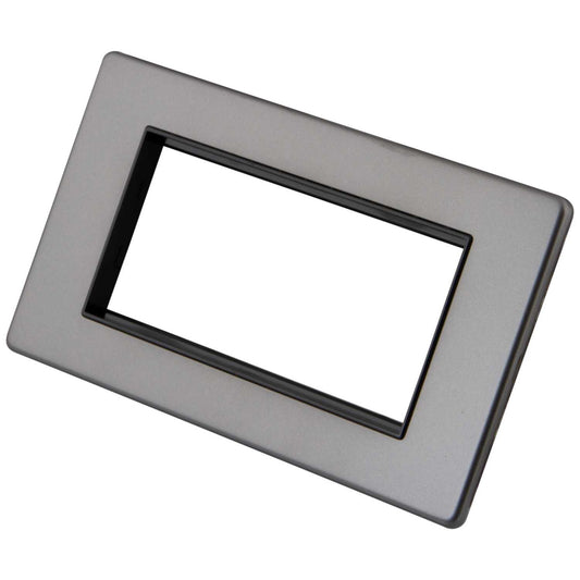 M2 Decorative Screwless 2 Gang 4 Module Media Plate Black Insert Gunmetal
