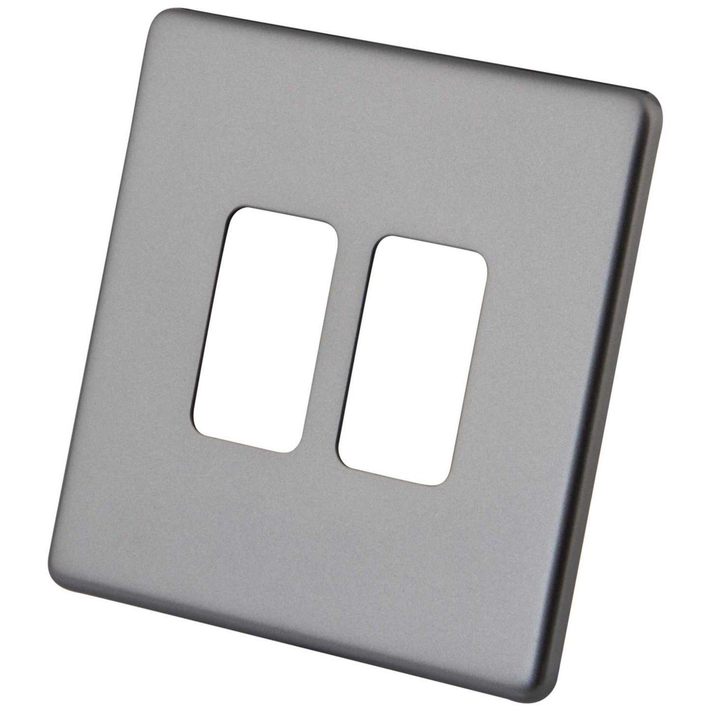 M2 Decorative Screwless 2 Gang Grid Front Plate Gunmetal