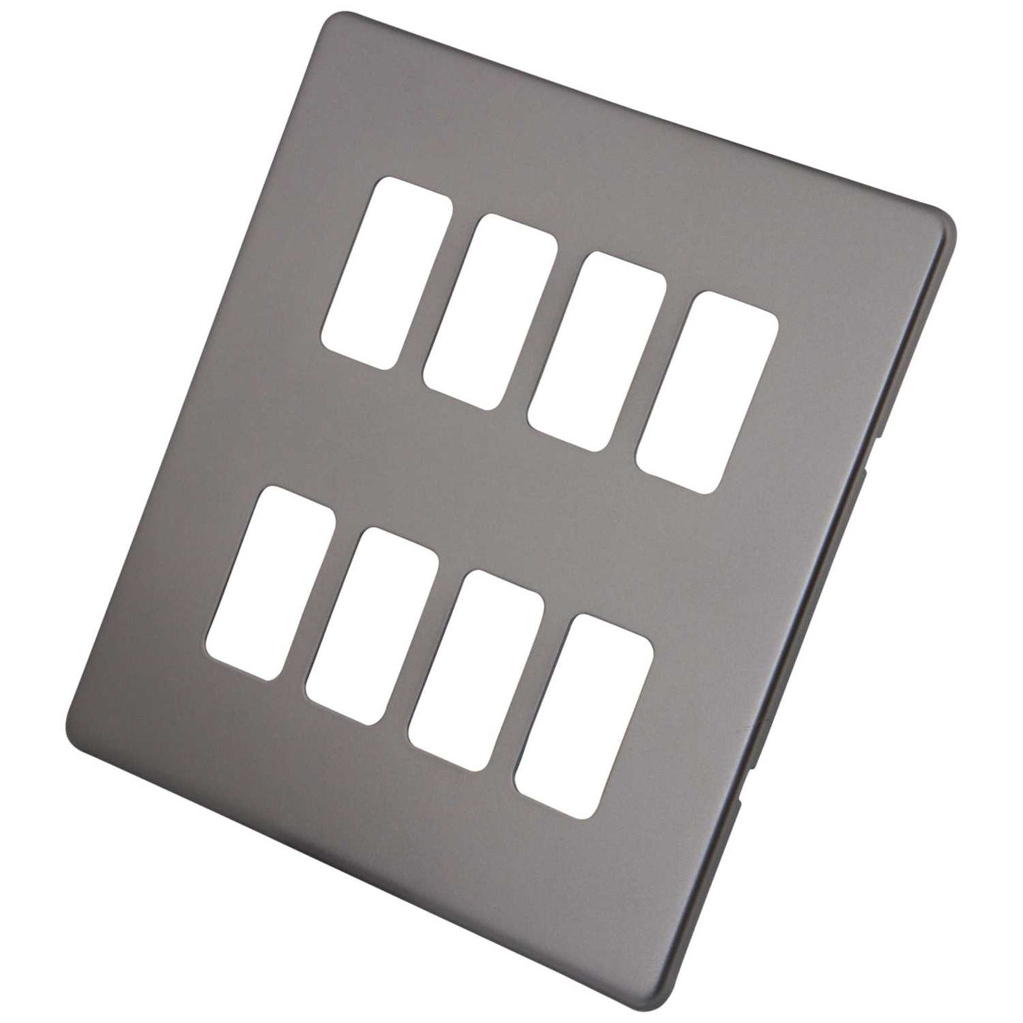 M2 Decorative Screwless 8 Gang Grid Front Plate Gunmetal