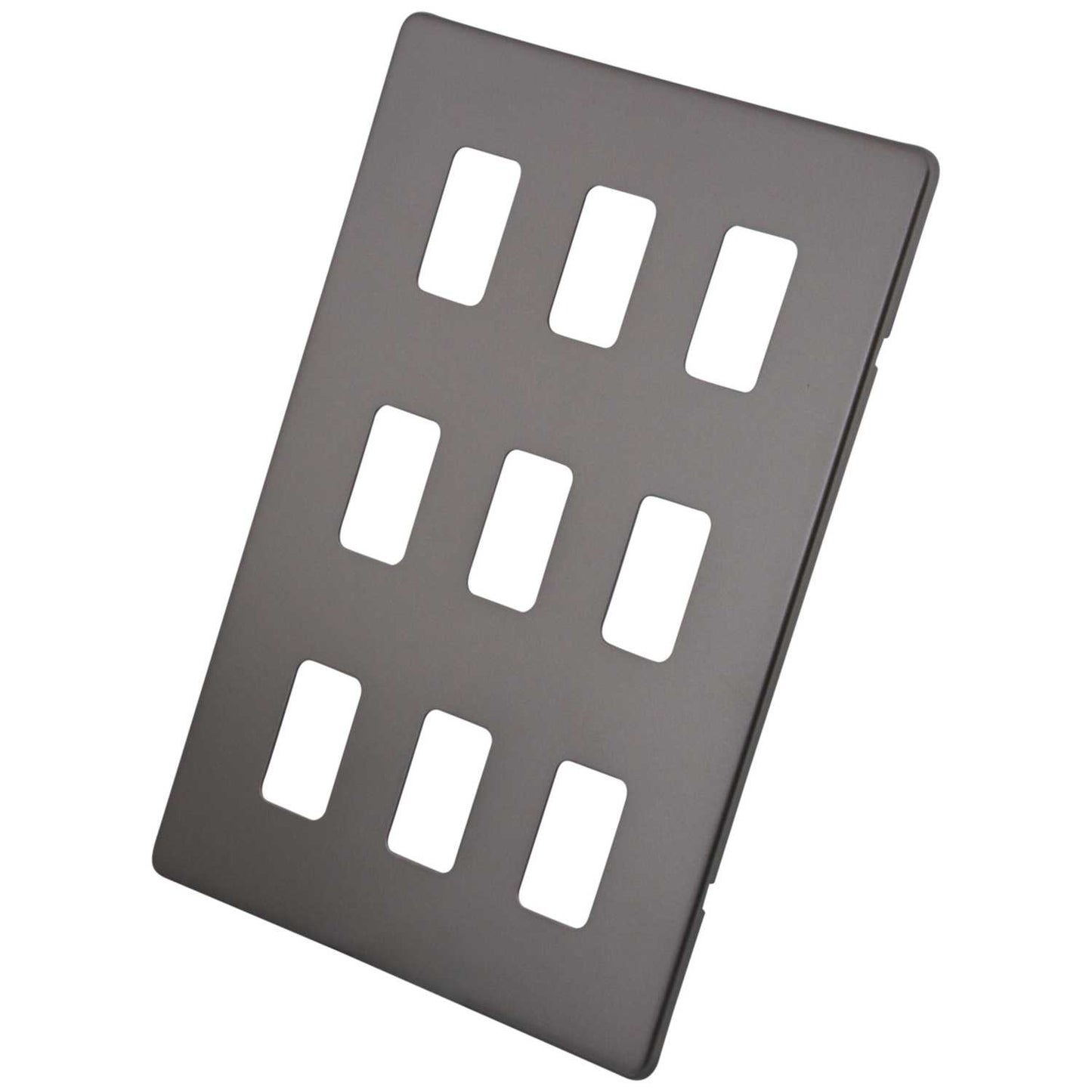M2 Decorative Screwless 9 Gang Grid Front Plate Gunmetal