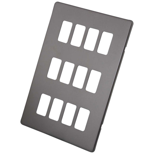 M2 Decorative Screwless 12 Gang Grid Front Plate Gunmetal