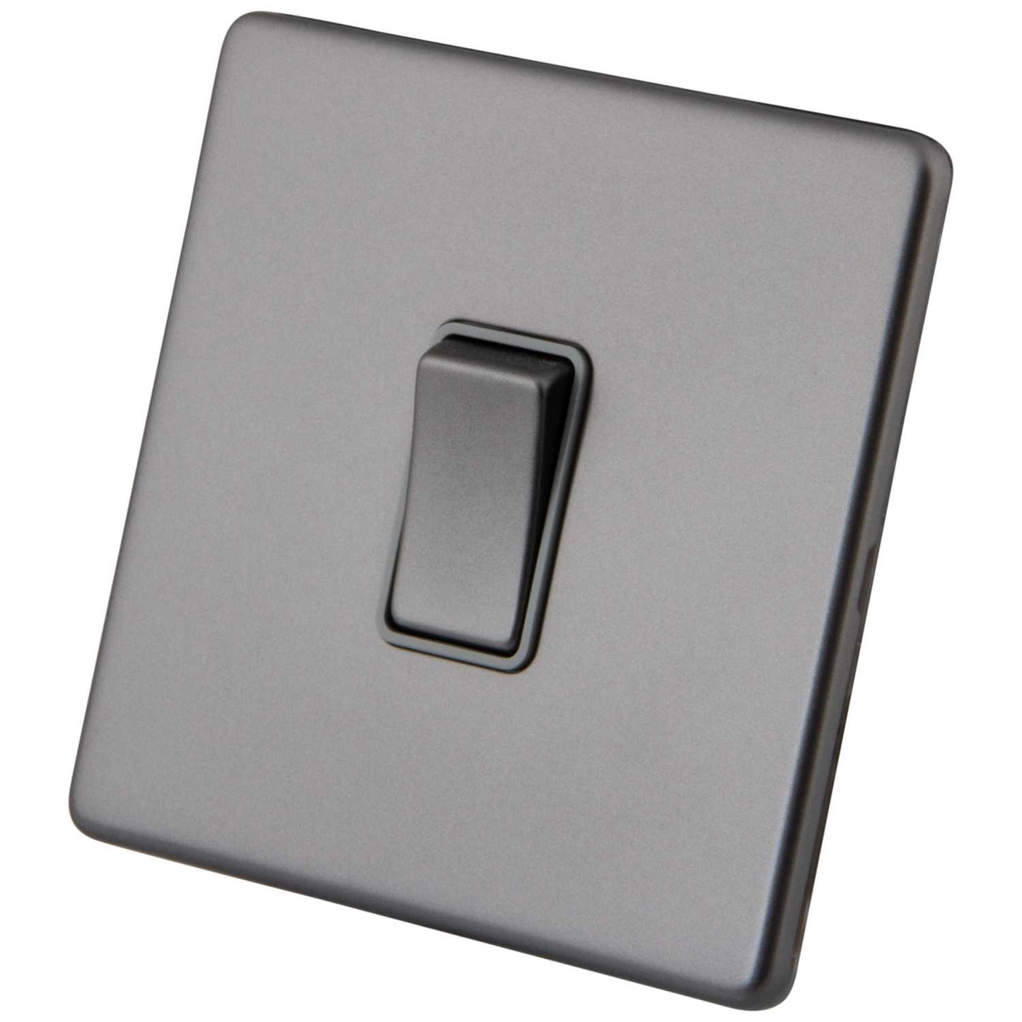 M2 Decorative Screwless 10A 1 Gang 2 Way Light Switch Grey Insert Gunmetal