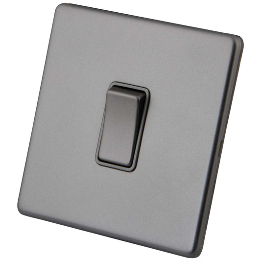 M2 Decorative Screwless 10A 1 Gang Intermediate Switch Grey Insert Gunmetal