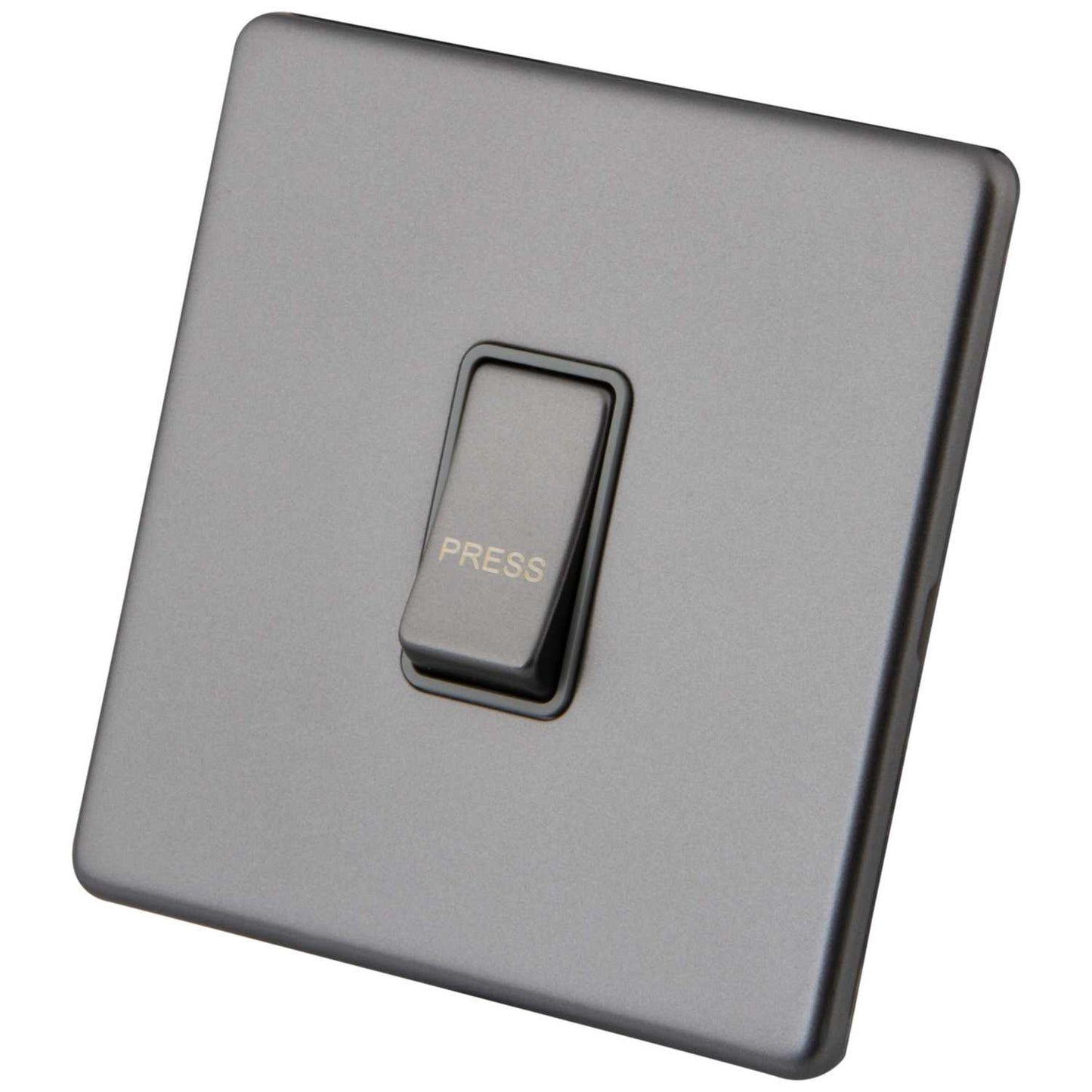 M2 Decorative Screwless 10A 1 Gang Retractive Switch Grey Insert Gunmetal