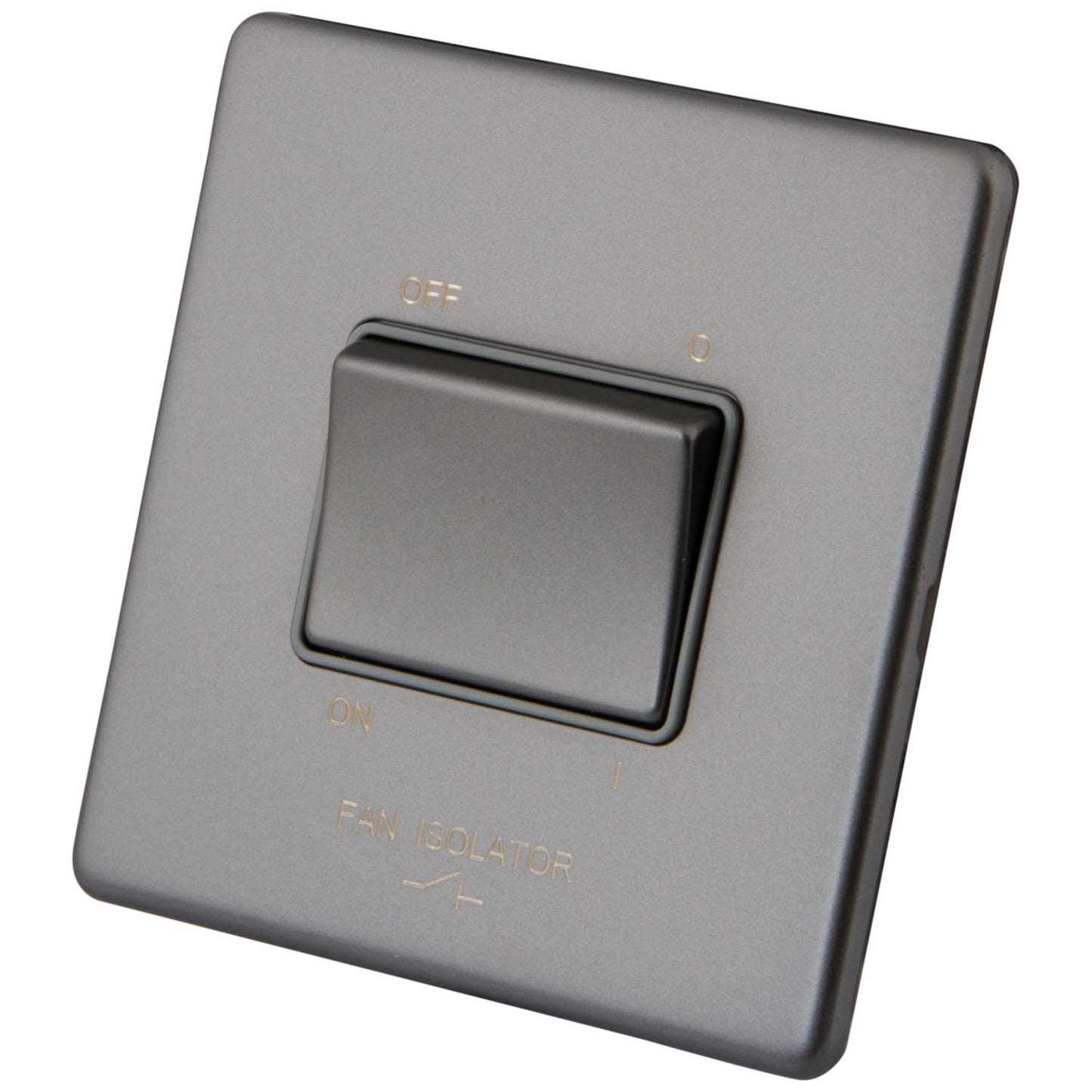 M2 Decorative Screwless 6A Triple Pole Fan Isolator Grey Insert Gunmetal