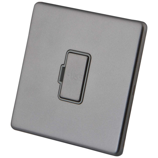 M2 Decorative Screwless 13A Unswitched Fused Spur Grey Insert Gunmetal