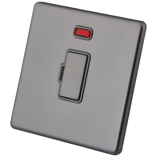 M2 Decorative Screwless 13A Unswitched Fused Spur with Neon Grey Insert Gunmetal