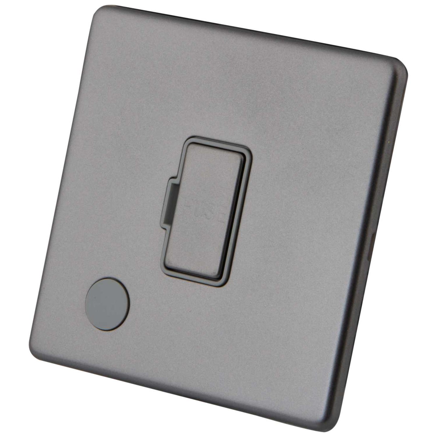 M2 Decorative Screwless 13A Unswitched Fused Spur with Flex Outlet Grey Insert Gunmetal