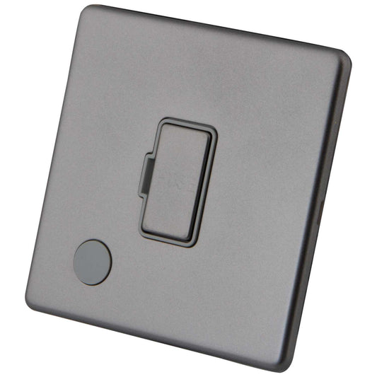 M2 Decorative Screwless 13A Unswitched Fused Spur with Flex Outlet Grey Insert Gunmetal