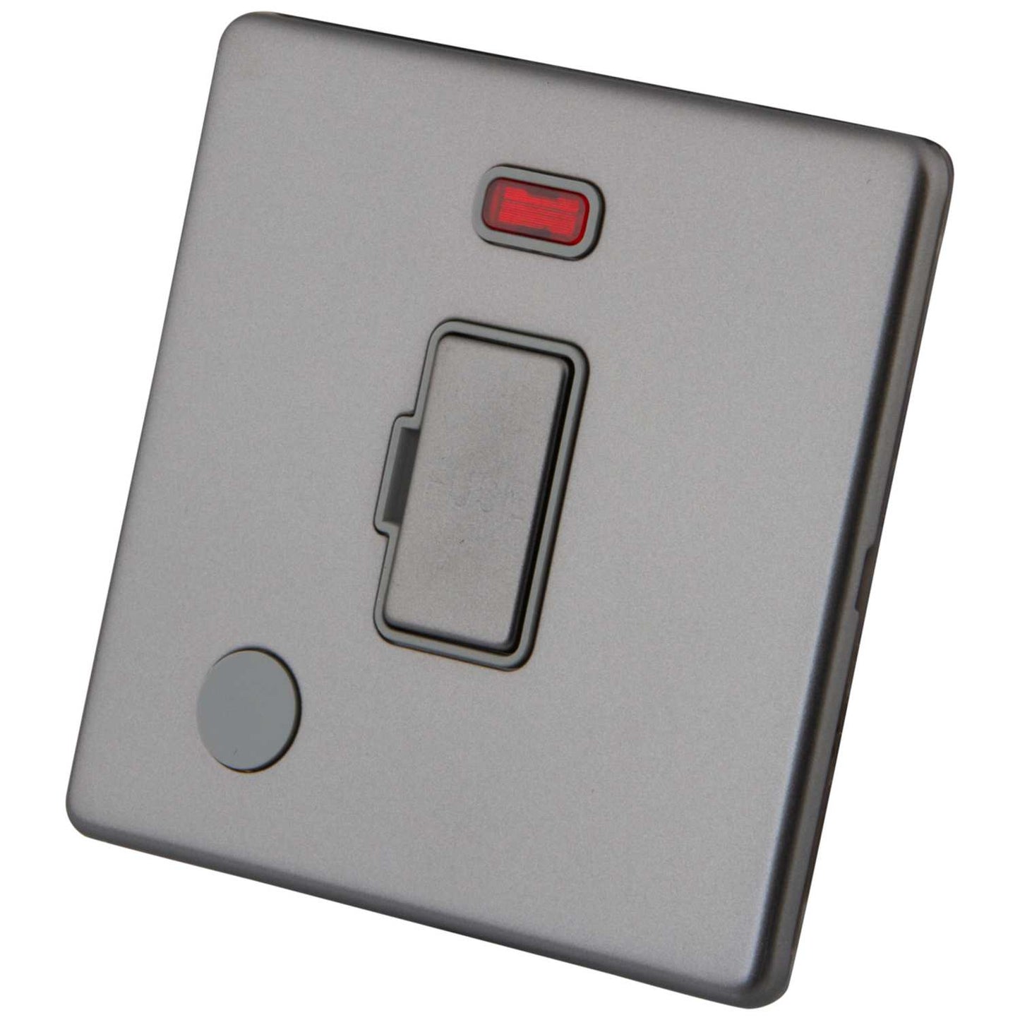 M2 Decorative Screwless 13A Unswitched Fused Spur with Neon and F/Outlet Grey Insert Gunmetal