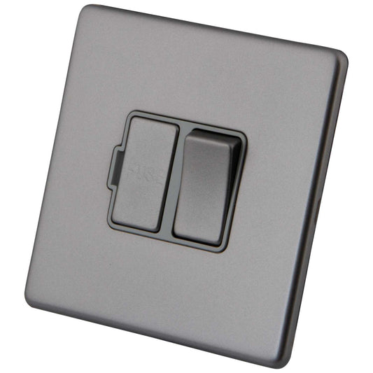 M2 Decorative Screwless 13A Switched Fused Spur Grey Insert Gunmetal