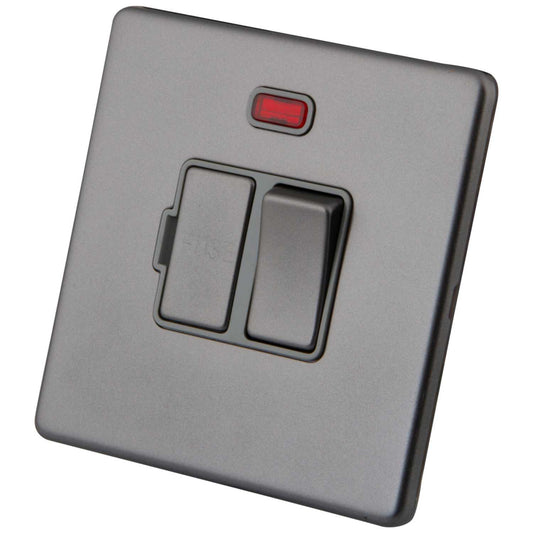 M2 Decorative Screwless 13A Switched Fused Spur with Neon Grey Insert Gunmetal