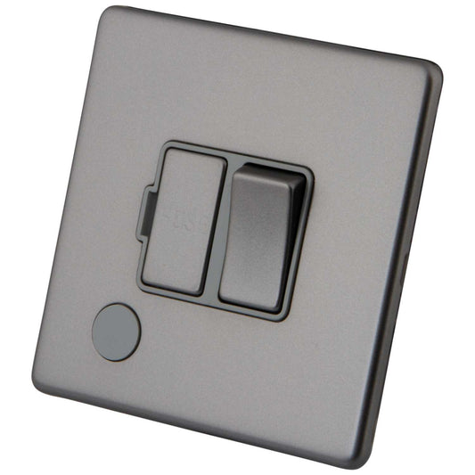 M2 Decorative Screwless 13A Switched Fused Spur with Flex Outlet Grey Insert Gunmetal