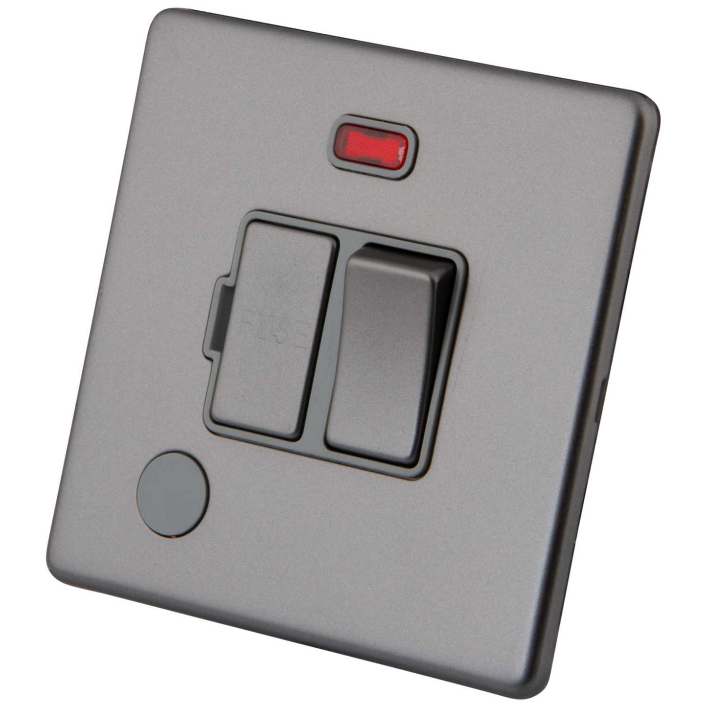 M2 Decorative Screwless 13A Switched Fused Spur with Neon and F/Outlet Grey Insert Gunmetal