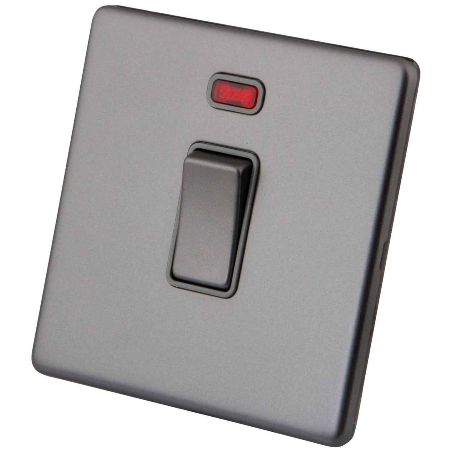 M2 Decorative Screwless 20A DP Switch with Neon Grey Insert Gunmetal