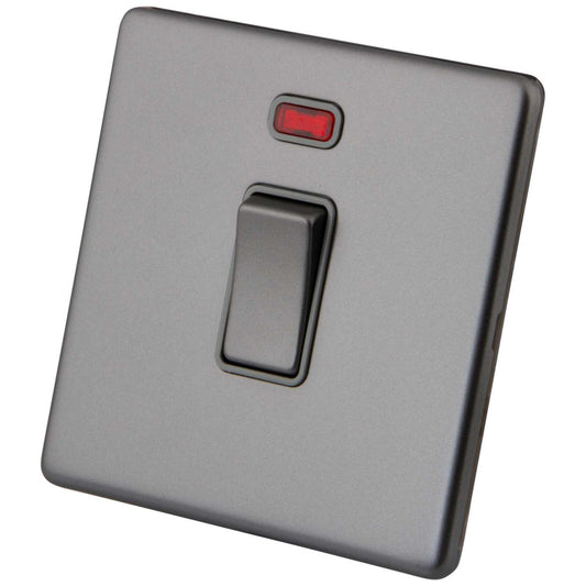 M2 Decorative Screwless 20A DP Switch with Neon Grey Insert Gunmetal