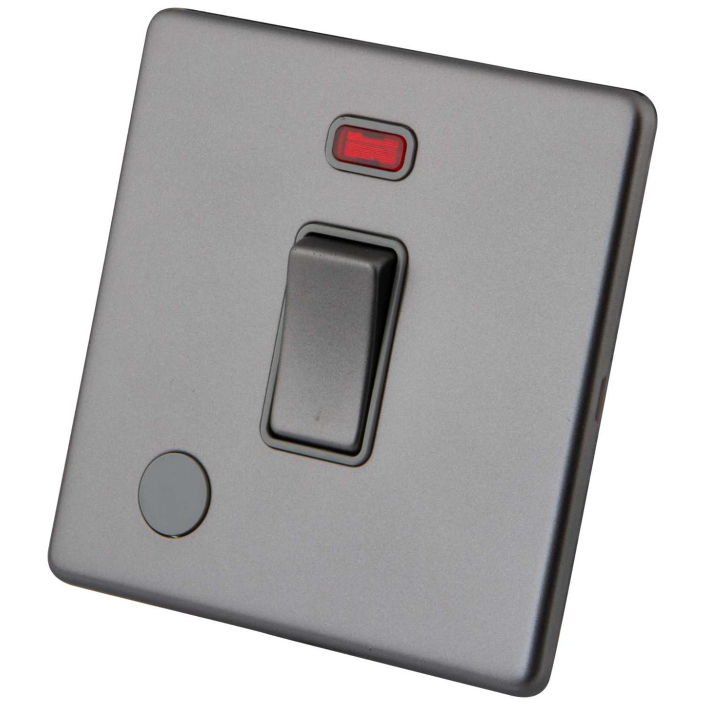 M2 Decorative Screwless 20A DP Switch with Neon and Flex Outlet Grey Insert Gunmetal