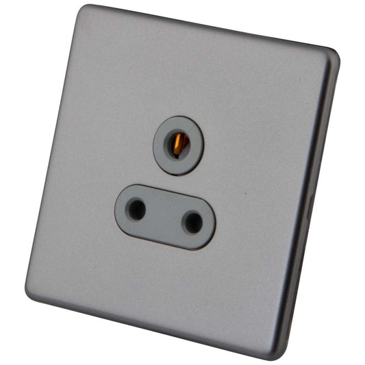M2 Decorative Screwless 5A 1 Gang Switched Socket Grey Insert Gunmetal