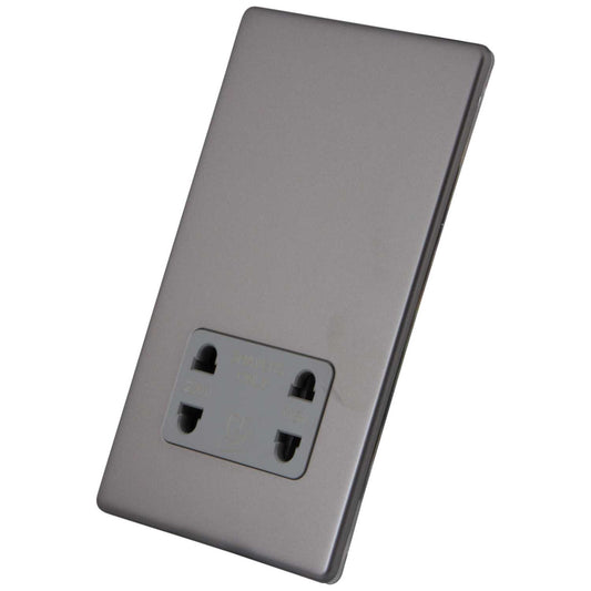 M2 Decorative Screwless Dual Voltage Shaver Socket Grey Insert Gunmetal