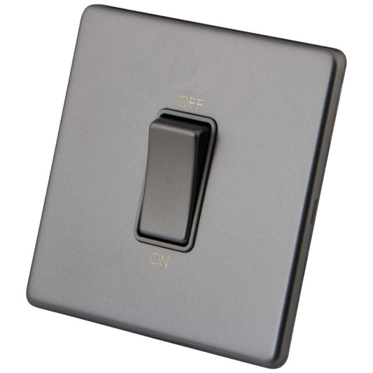 M2 Decorative Screwless 45A 1 Gang DP Switch Grey Insert Gunmetal