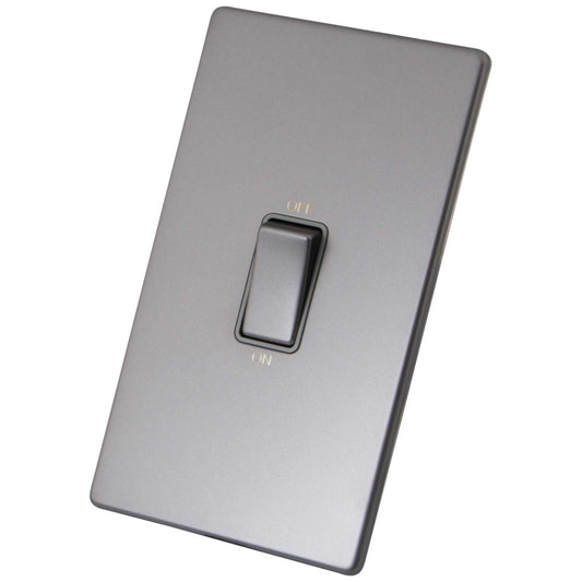 M2 Decorative Screwless 45A 2 Gang DP Switch Grey Insert Gunmetal