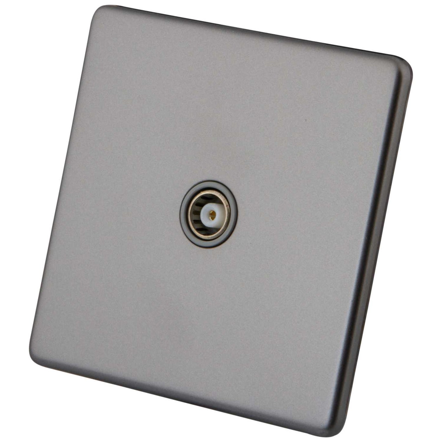 M2 Decorative Screwless 1 Gang Coaxial Socket Grey Insert Gunmetal