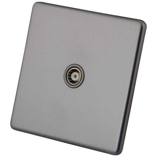 M2 Decorative Screwless 1 Gang Coaxial Socket Grey Insert Gunmetal