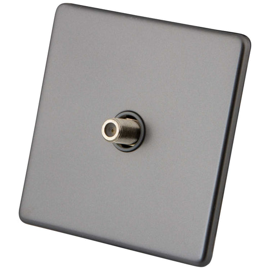 M2 Decorative Screwless 1 Gang Satellite Socket Grey Insert Gunmetal