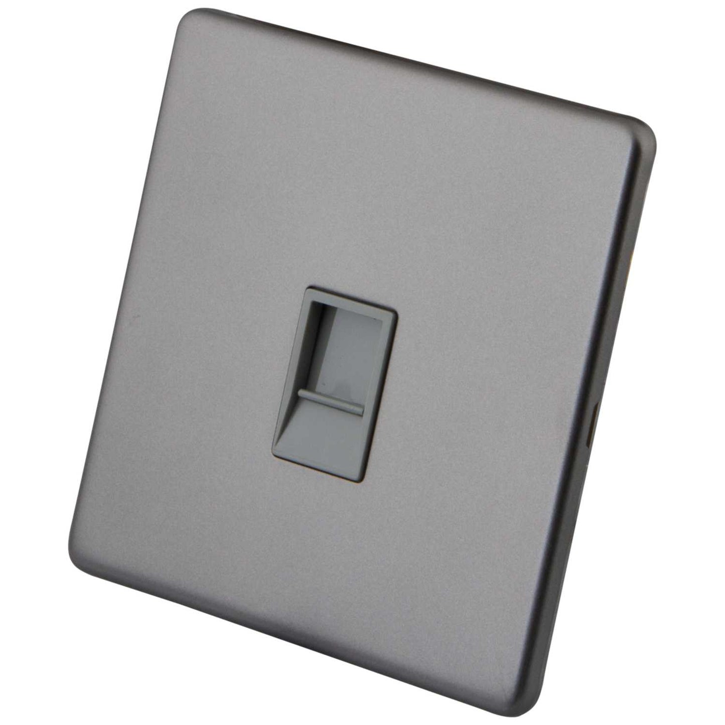 M2 Decorative Screwless 1 Gang CAT5E Socket Grey Insert Gunmetal