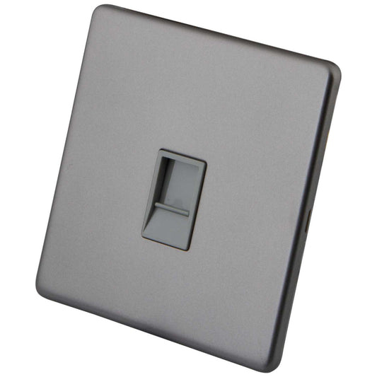M2 Decorative Screwless 1 Gang CAT5E Socket Grey Insert Gunmetal