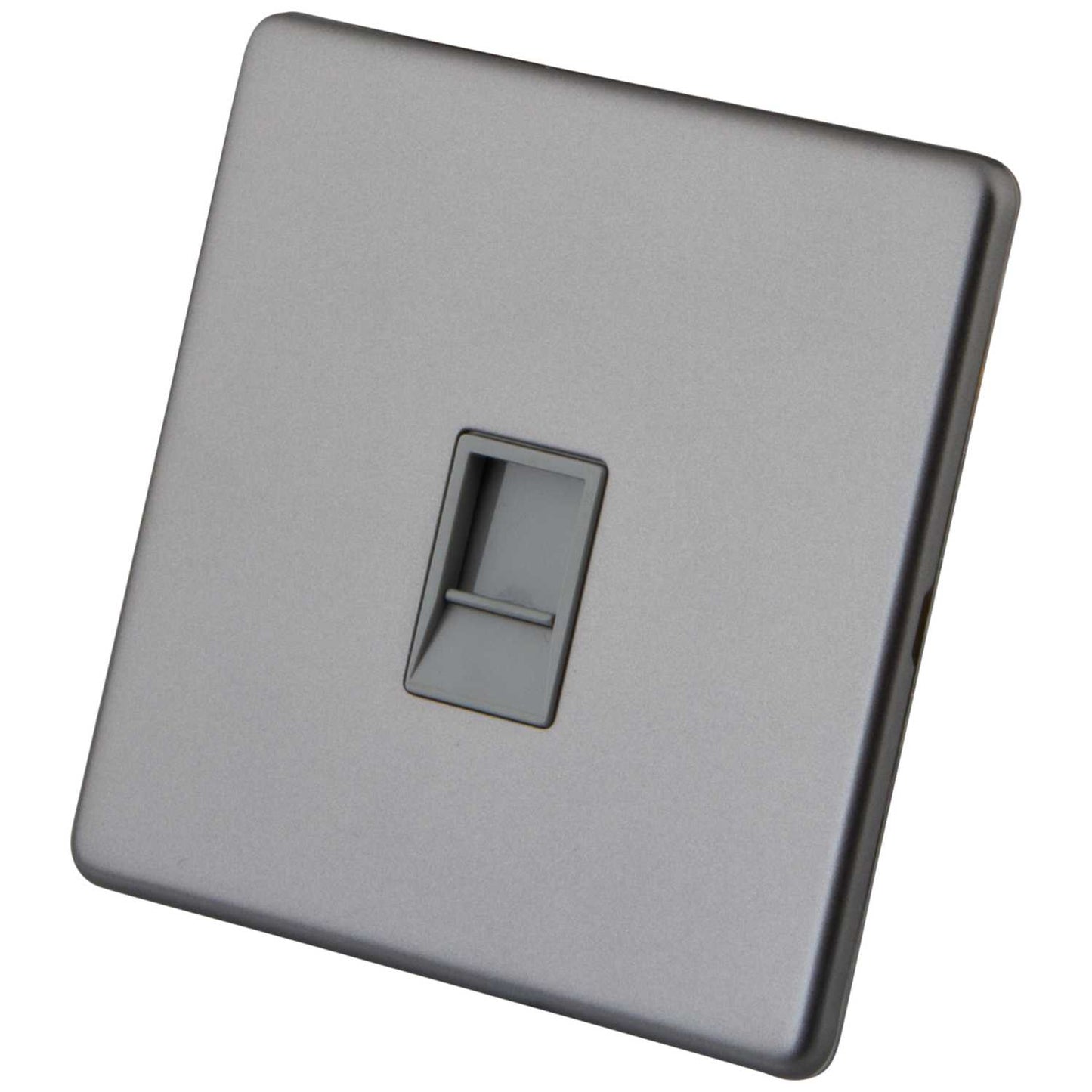 M2 Decorative Screwless 1 Gang CAT6 Socket Grey Insert Gunmetal