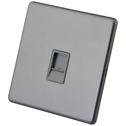 M2 Decorative Screwless 1 Gang CAT6 Socket Grey Insert Gunmetal