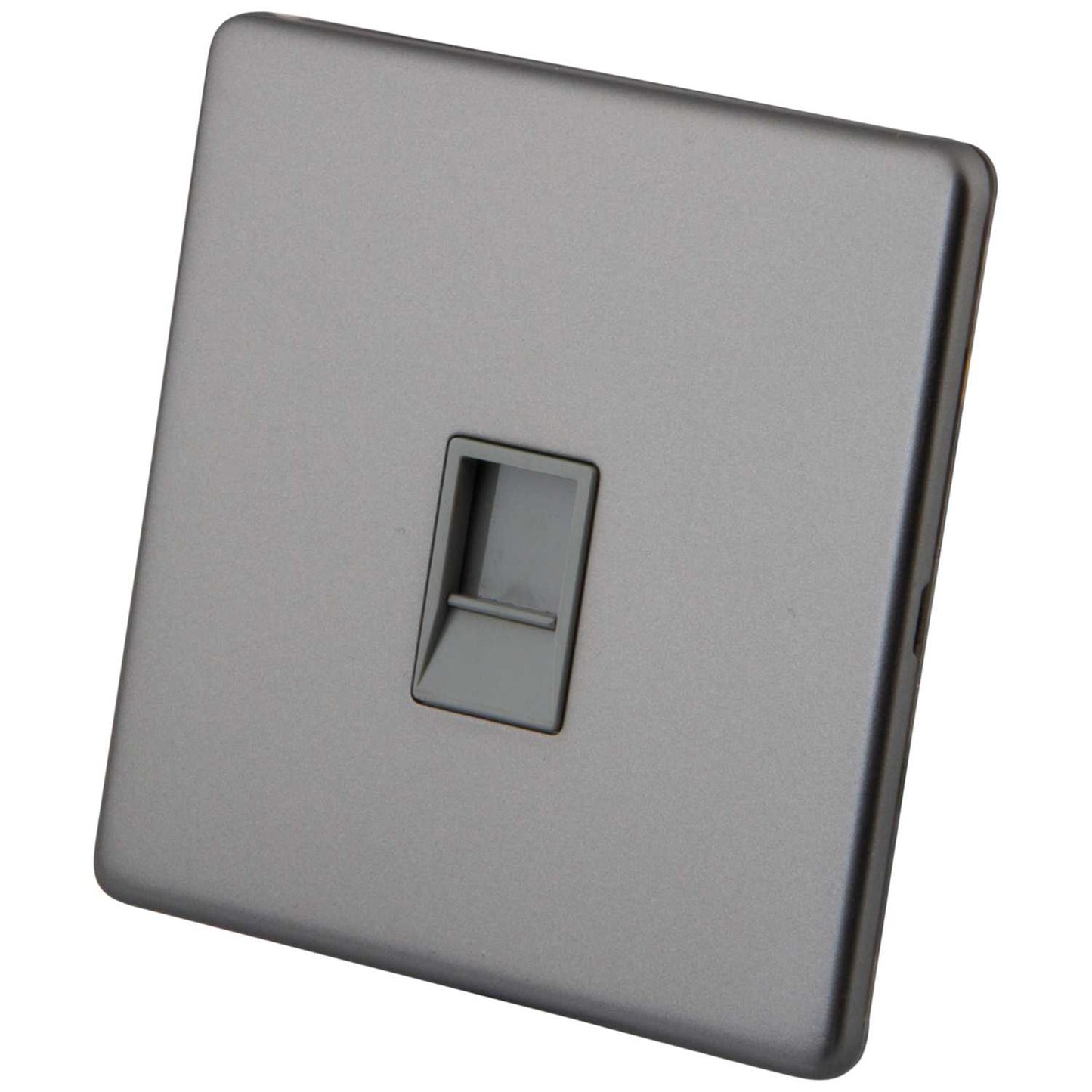 M2 Decorative Screwless 1 Gang RJ11 Telephone Outlet Grey Insert Gunmetal