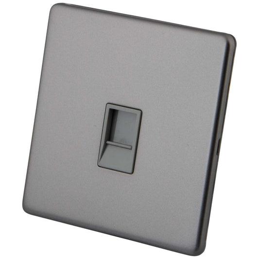 M2 Decorative Screwless 1 Gang RJ11 Telephone Outlet Grey Insert Gunmetal