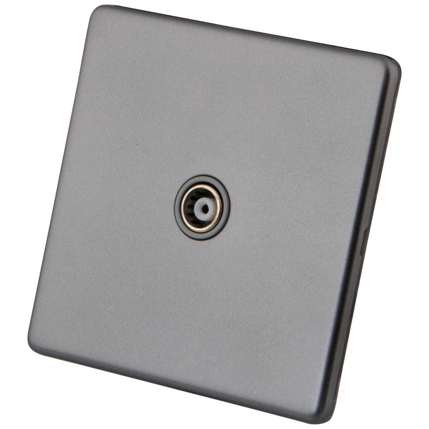 M2 Decorative Screwless 1 Gang Isolated Coaxial Socket Grey Insert Gunmetal