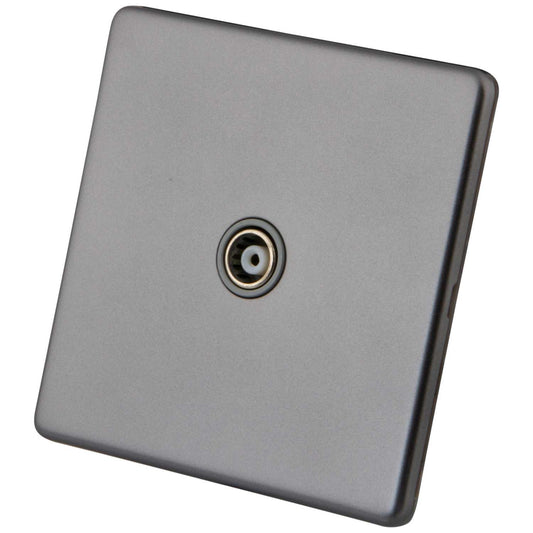 M2 Decorative Screwless 1 Gang Isolated Coaxial Socket Grey Insert Gunmetal