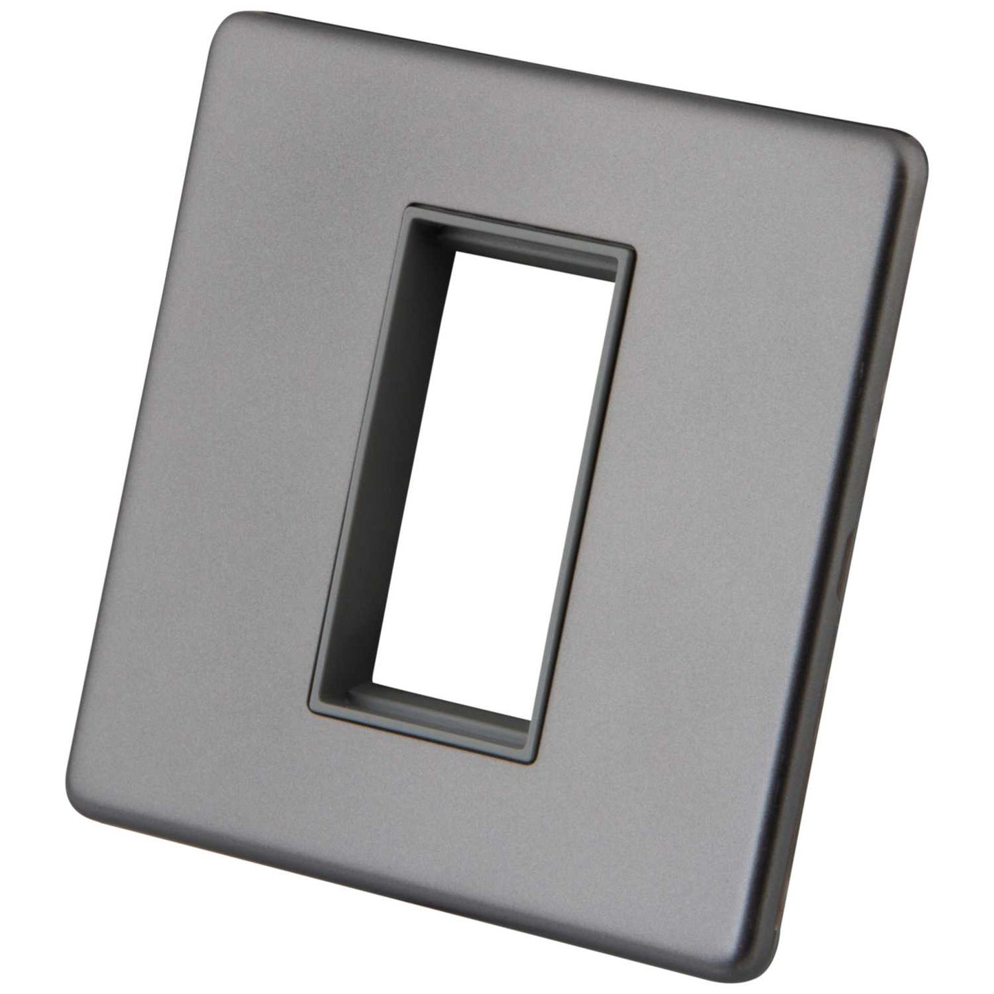 M2 Decorative Screwless 1 Gang 1 Module Media Plate Grey Insert Gunmetal