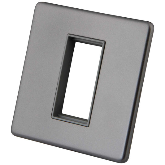 M2 Decorative Screwless 1 Gang 1 Module Media Plate Grey Insert Gunmetal