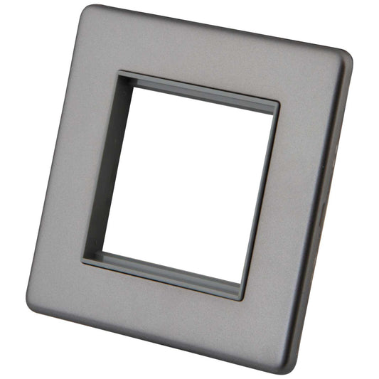 M2 Decorative Screwless 1 Gang 2 Module Media Plate Grey Insert Gunmetal