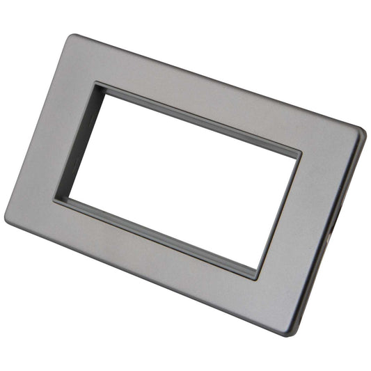 M2 Decorative Screwless 2 Gang 4 Module Media Plate Grey Insert Gunmetal