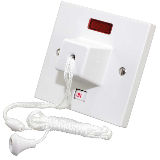 M2 Ceiling 45A DP 1 Way Ceiling Pull Switch with Neon White