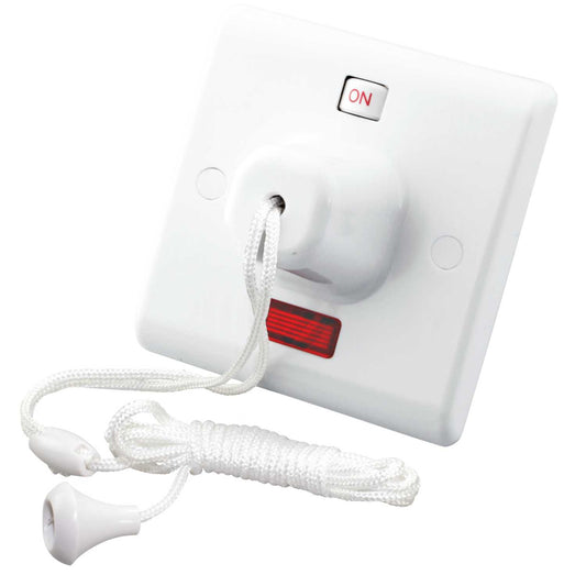 M2 Ceiling 50A DP 1 Way Ceiling Pull Switch with Neon White