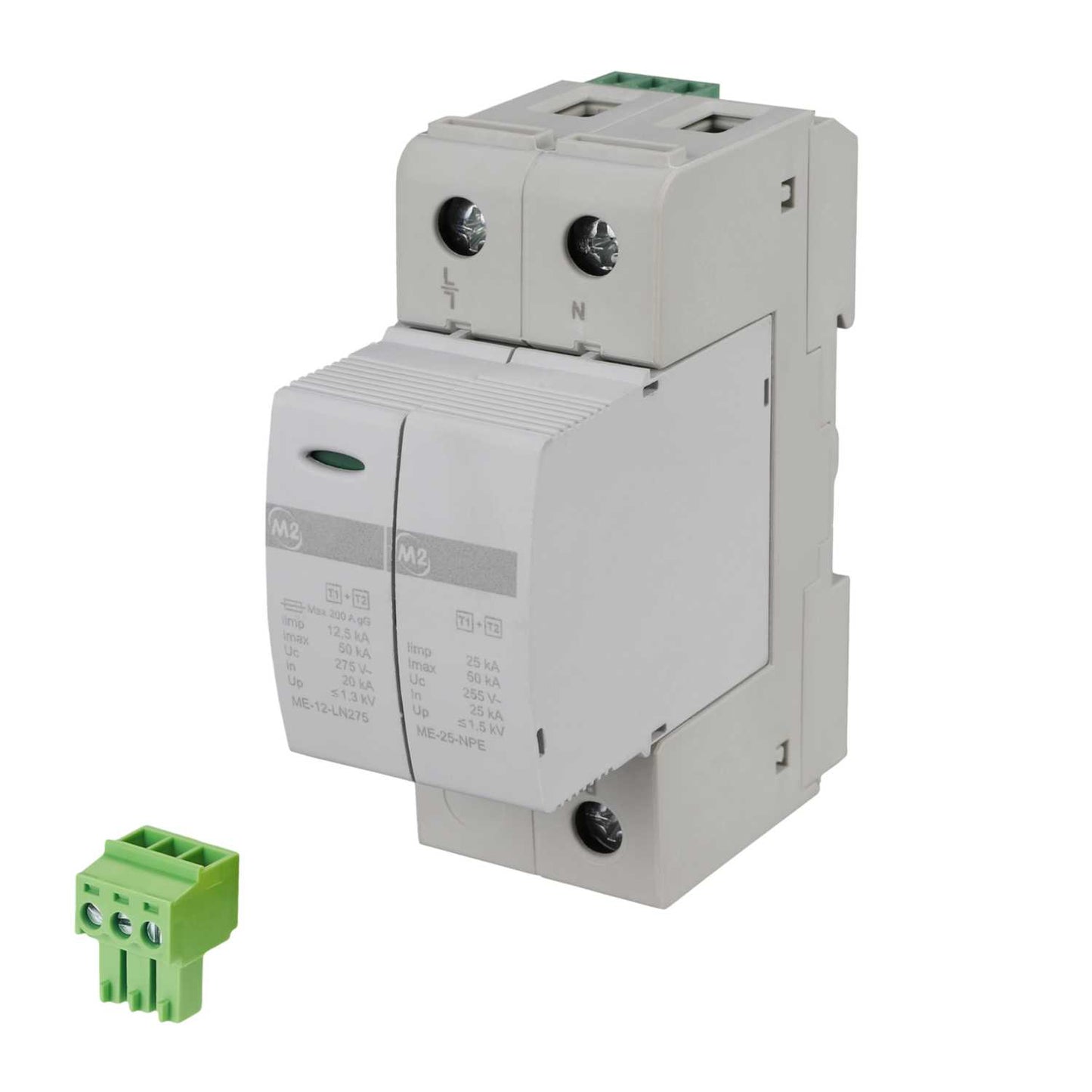 M2 40kA 2 Module Single Pole and Neutral Type 2 Surge Protector