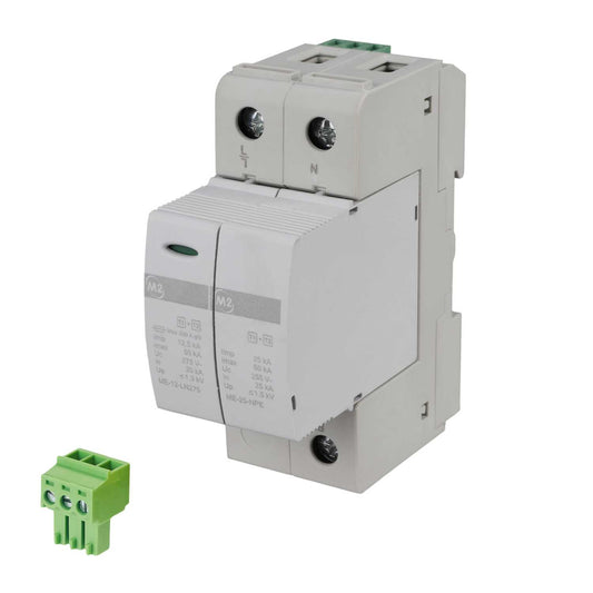 M2 40kA 2 Module Single Pole and Neutral Type 2 Surge Protector